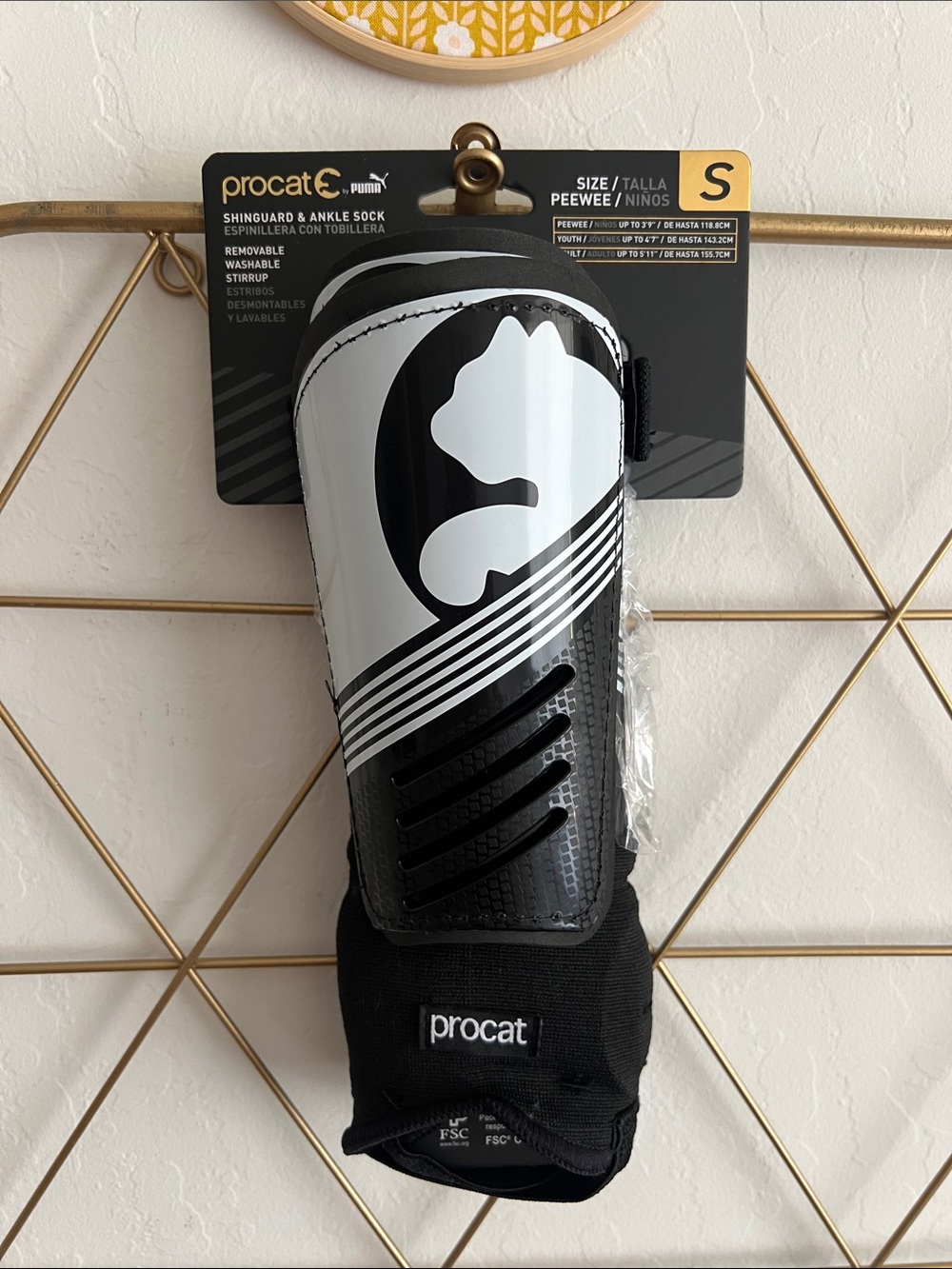 🆕 Size S | procat Puma Youth Soccer Shin Guards - Black & White